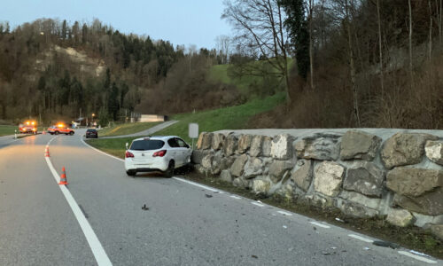 Auto prallt in Steinmauer – eine Person verletzt
